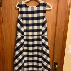 Brooks Brothers Navy and White Plaid Midi Dress